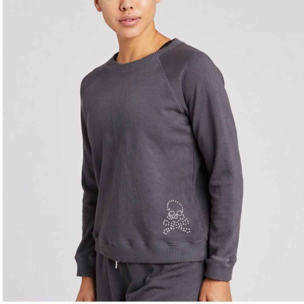 Monrow X soul cycle crew neck washed charcoal grey sweatshirt small pullover